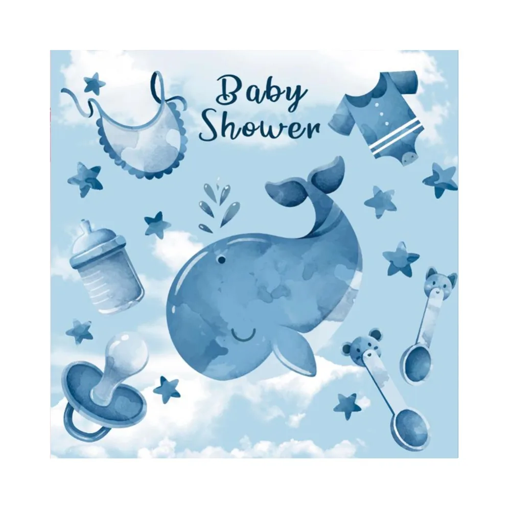 Laeacco Shark Dolphin Baby Shower Backdrops For Photography Party Baby Toys Pattern Photographic Backgrounds For Photo Studio