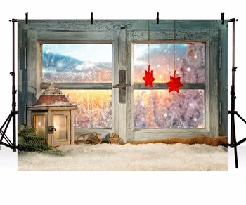 

Christmas Photography Backdrop Winer Window Snowflake Candle red Star Children Photographic Backgrounds for Photo Studio