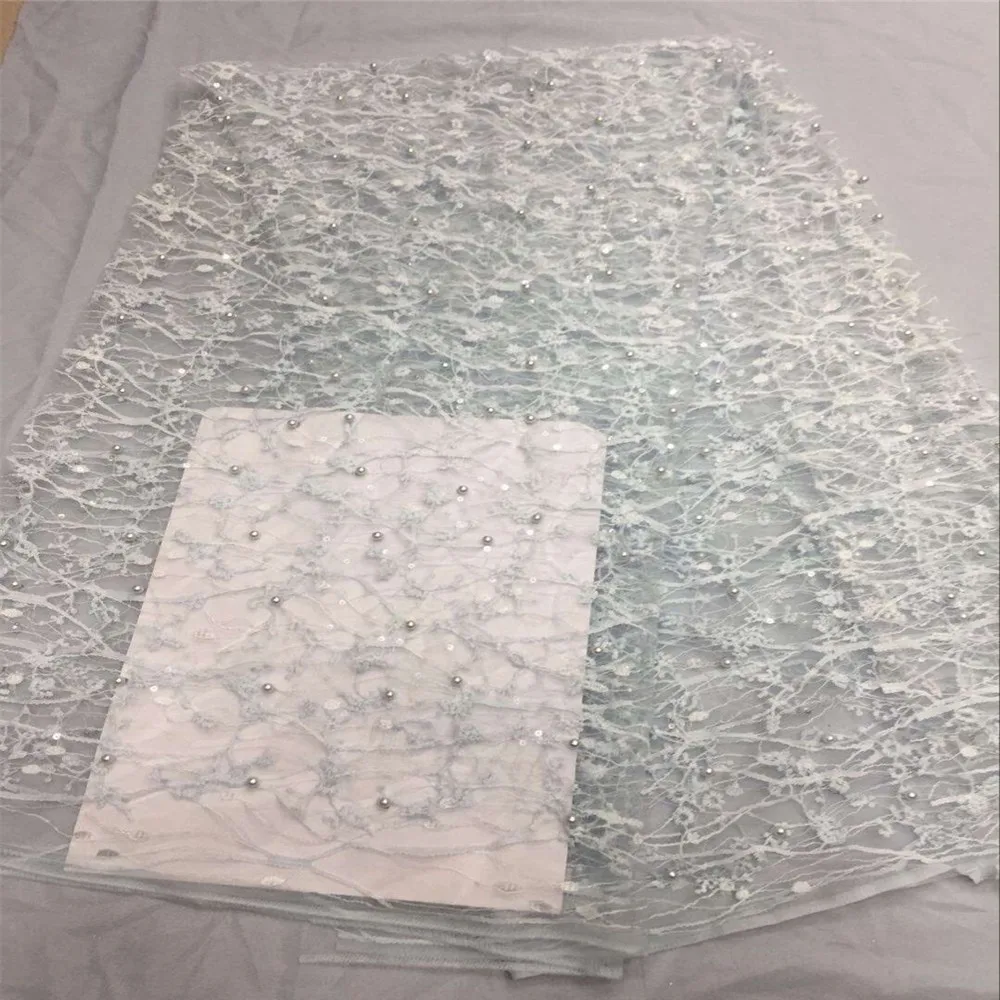 2018 Latest Pearls French Nigerian Laces Fabrics High Quality Tulle African Wedding LaceF74-2 | Дом и сад