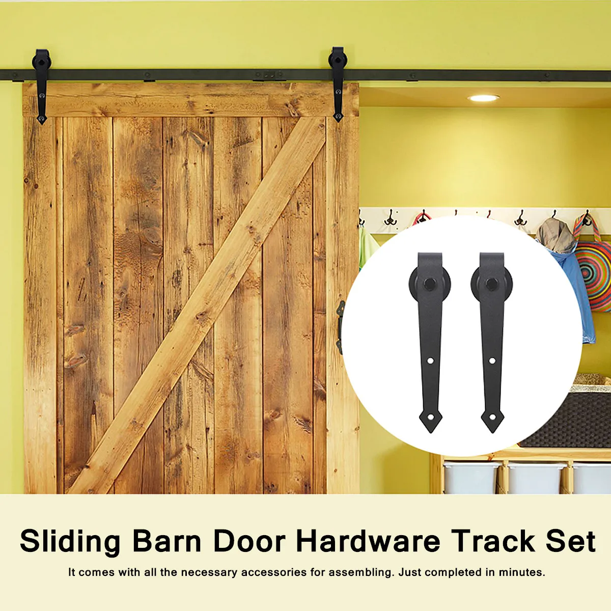 

Arrow Type Carbon Steel Sliding Barn Door Hardware Track Set for Barn/Solid Wood Door With Rubber Ring Strong Bearing Capacity