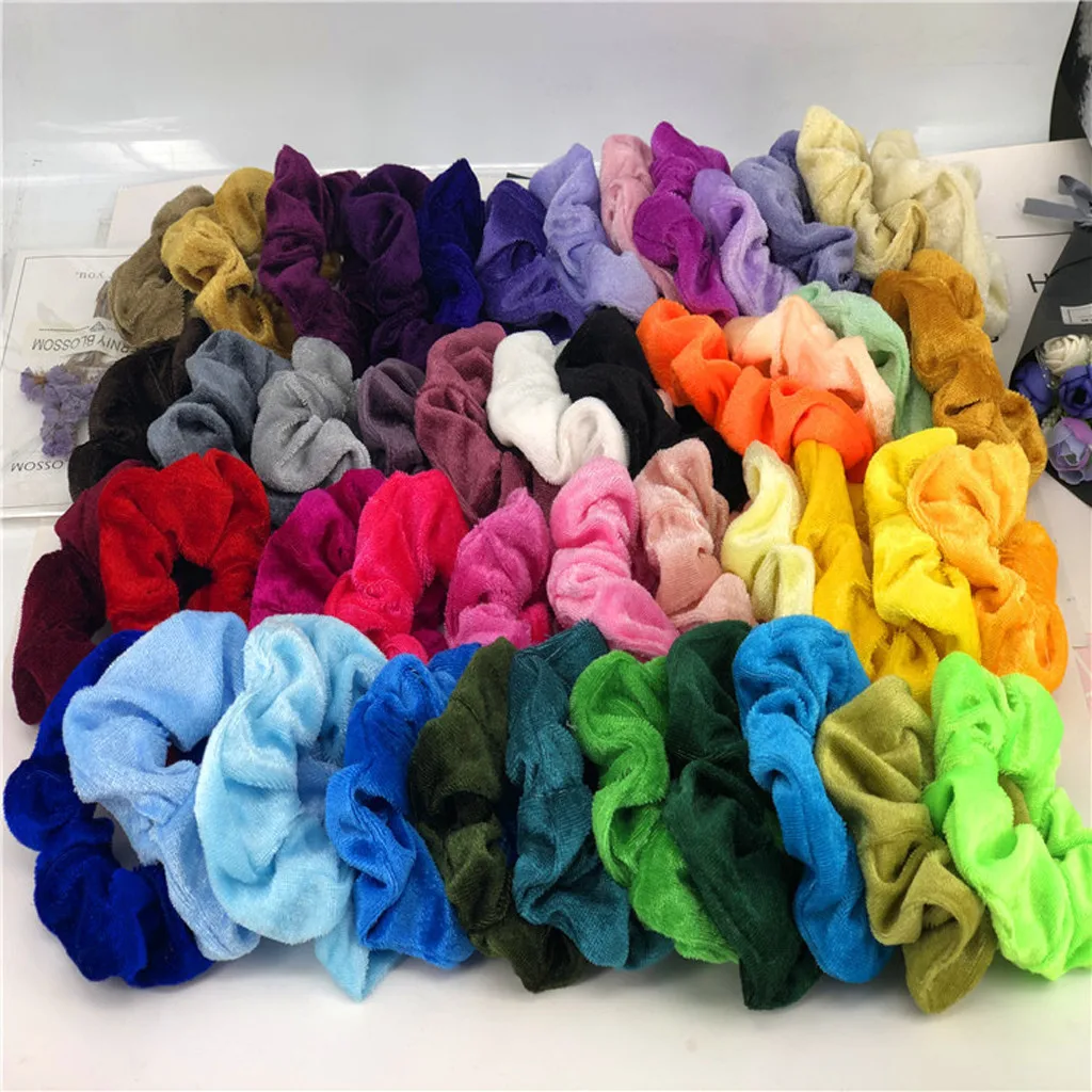 

46 Colors Velvet Scrunchie Women Girls Elastic Hair Rubber Bands Accessories Gum For Women Tie Hair Ring Rope Ponytail Holder