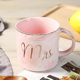 Фламинго узор натуральный мрамор фарфоровая кофейная кружка Mr and Mrs чай молоко чашки творческий подарок на свадьбу юбилей - Цвет: B01 Pink M