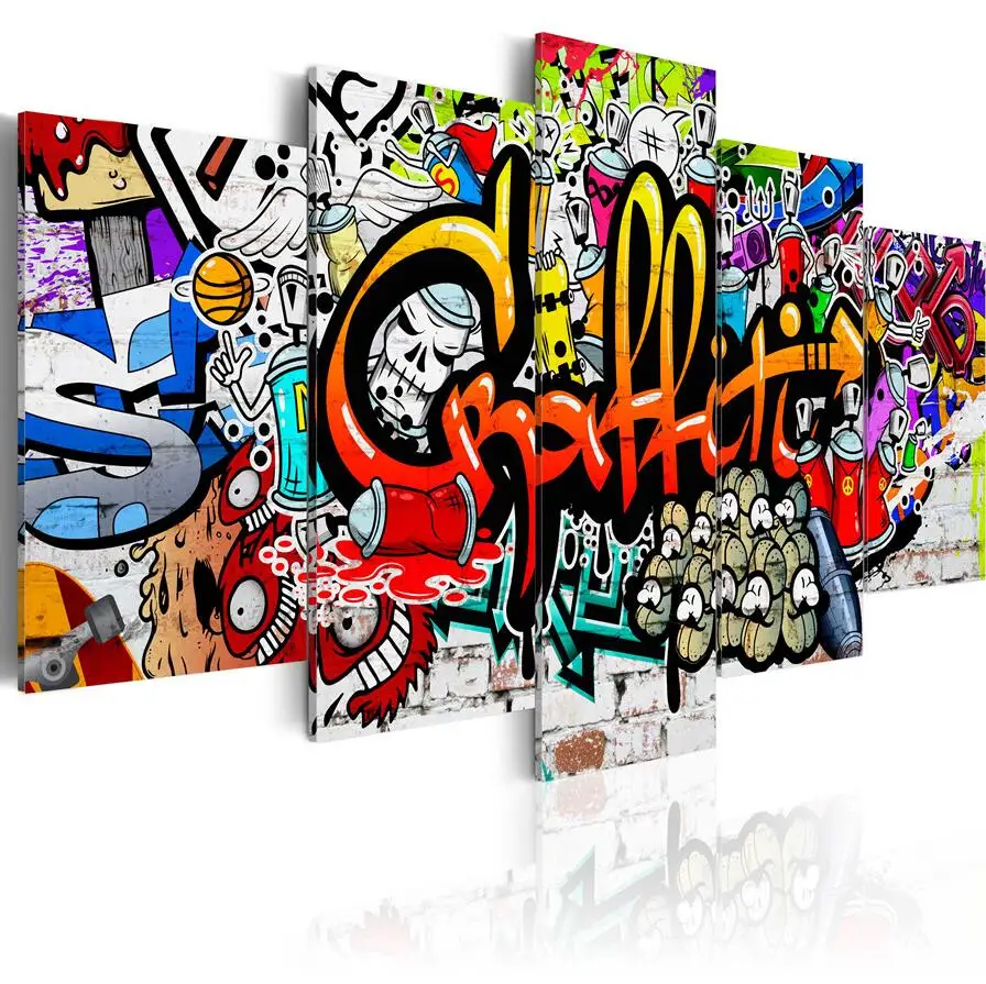 Модные настенные художественные картины на холсте 5 шт. креативные абстрактные красочные граффити футбол Современное украшение дома без рамки - Цвет: Abstract24-3