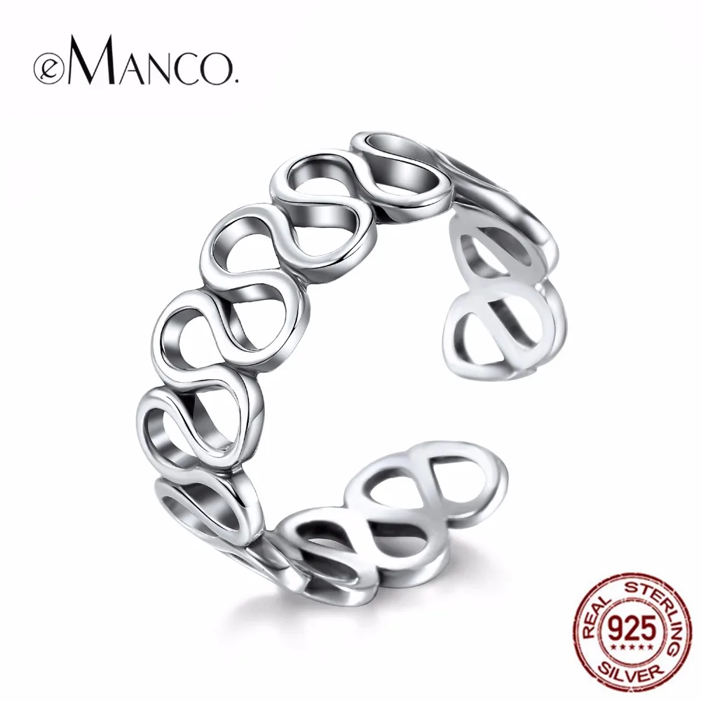 

eManco 925 Silver Adjustable Hollow Minimalist Round Silver Rings for Women New Arrival Jewelry Intimate Accessories