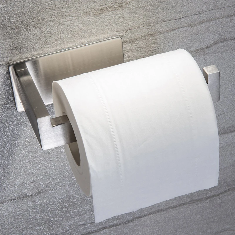 ZUNTO Toilet Paper Holder With Hook For Toilet Paper Towel Holder Stand 304 Stainless Steel Kitchen Paper Holder  Self-Adhesive