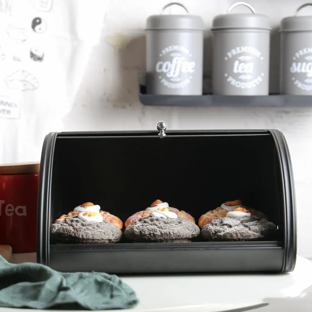 

NEW Dustproof Galvanized Iron Bakery Sweets Pastries Bin Bread Storage Box Kitchen Metal Bread Bin Container