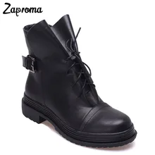 

Spring Handmade Boot Ankle Designer Lace Up Women Shoes Buckle Low Heel Wine Red Flat Short Boot Girl Square Heel Patent Leather