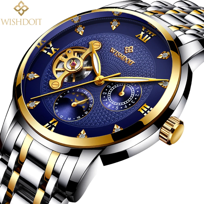 

WISHDOIT Luxury Men Mechanical Watches Sport Business Waterproof Casual Fashion Steel Mens Watch Male Clock Relogio Masculino