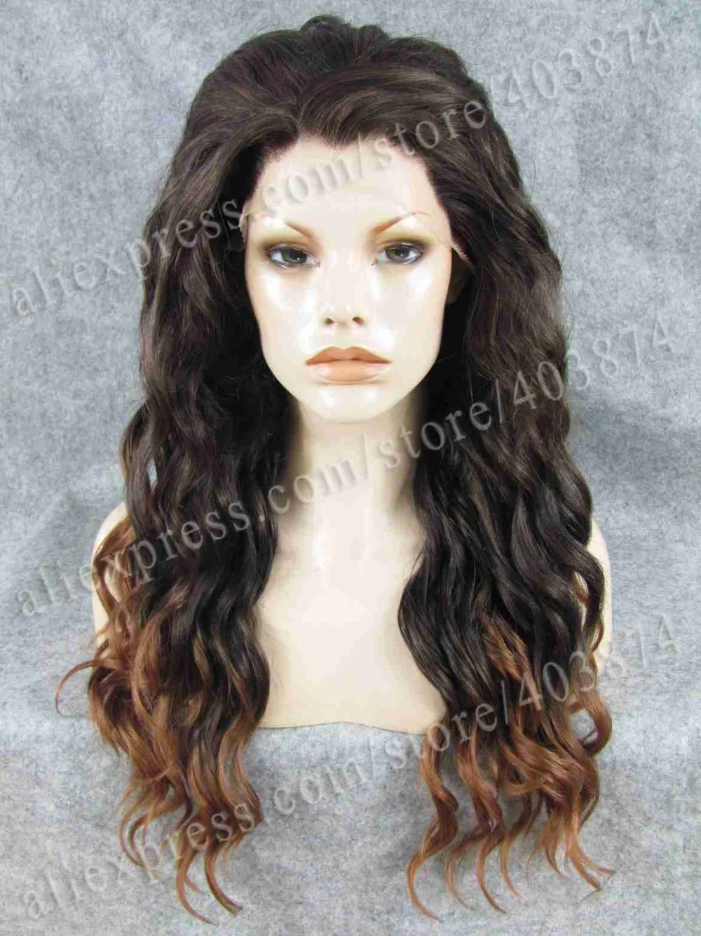 

Long Body Wavy Two Tone Color Wig Blonde Mixed Wig Synthetic Wigs Free Shipping