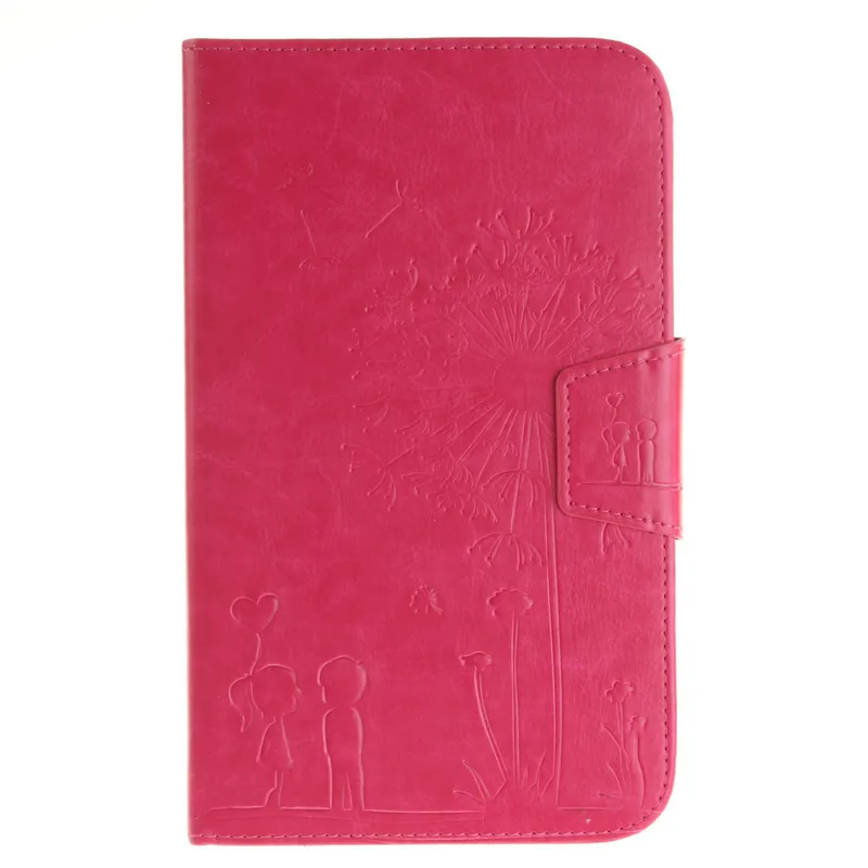 Чехол-книжка с тиснением и подставкой для samsung Galaxy Tab 3 8,0 дюймов, чехол s SM T310/T311/T315, чехол для планшета, чехол для влюбленных из искусственной кожи с одуванчиком - Цвет: Rose Red
