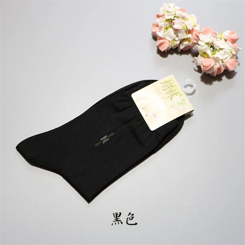 

Man Spring Autumn Plus Size Solid 80% Silk Antibacterial Breathable Sock Male Summer Stretch Silk Sock men solid Seda Calcetines