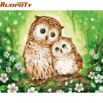 

RUOPOTY Frame Owl Lover DIY Painting By Numbers Animals Wall Art Canvas Picture Paint By Numbers For Home Decor 40x50cm Artwork