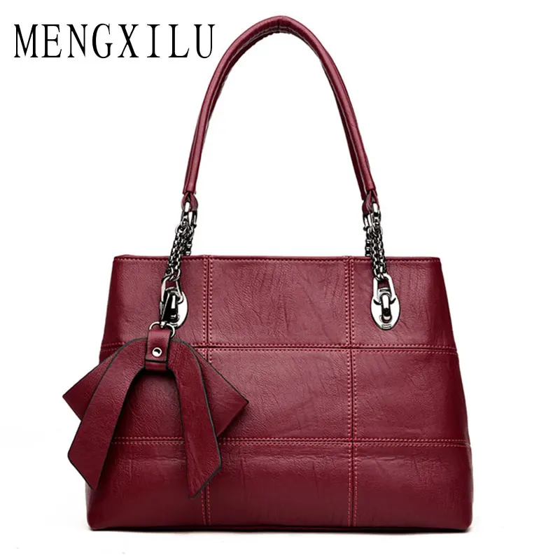 

MENGXILU Luxury Handbags Women Bags Designer Sheepskin Leather Shoulder Bags Handbags 2019 Bow Crossbody Bag Ladies Sac A Main
