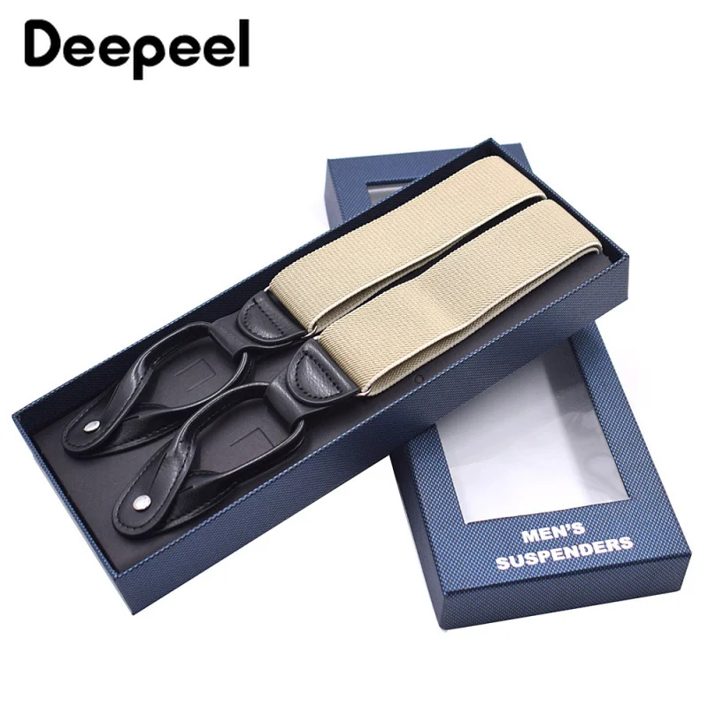 Deepeel, 1 шт., 3,5*120 см, подтяжки для мужчин, кожа, подтяжки с пуговицами, эластичные, для смокинга, Y Back, мужская мода, 6 зажимов, подтяжки SP012