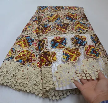 

wax mix lace fabrics african wax fabrics with guipure lace 2019 high quality Cord Lace Fabric For Nigerian Wedding ML7962