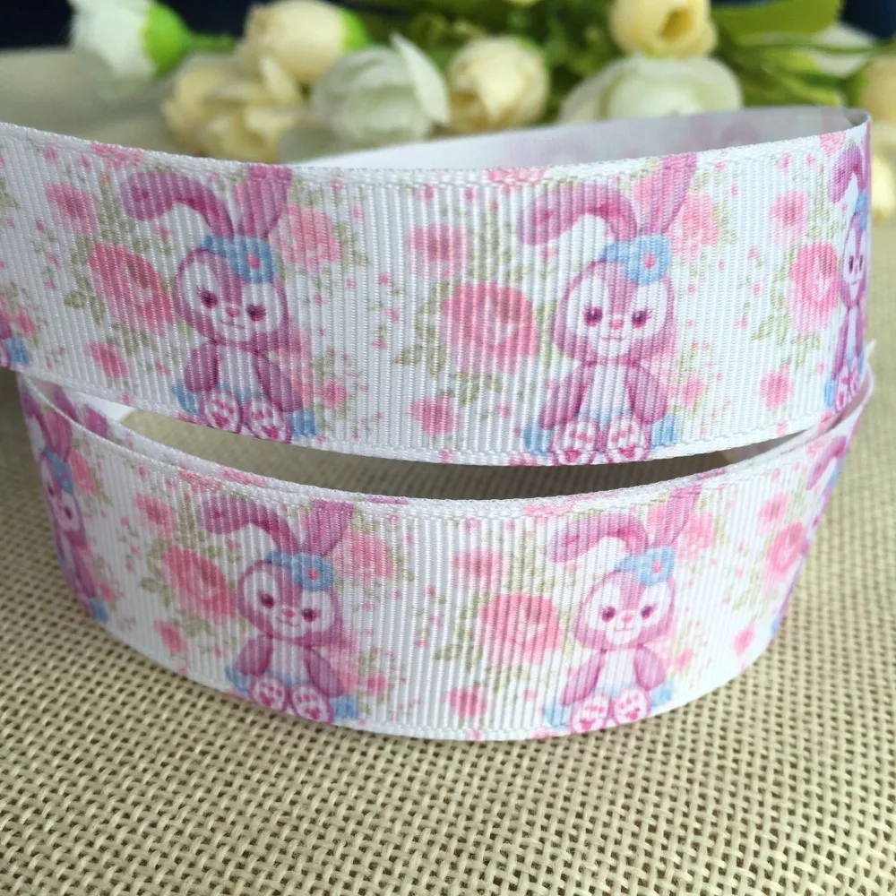 

1'' (25mm) NEW arrivals 5 yards Japanese cartoon bear and rabbit ribbon pattern printed grosgr diy party decoratio 3699