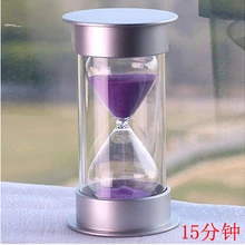 Пластик хрустальные песочные часы 10/15/30 минут песочные часы декоративные песочные часы(15 мин, фиолетовый