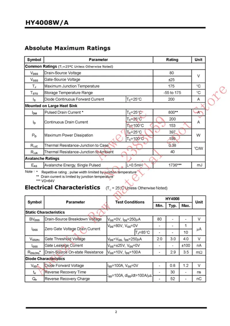 Aoweziic+ 100 шт HY4008 HY4008W TO-247 МОП инвертор ультра чип 80 в 200A