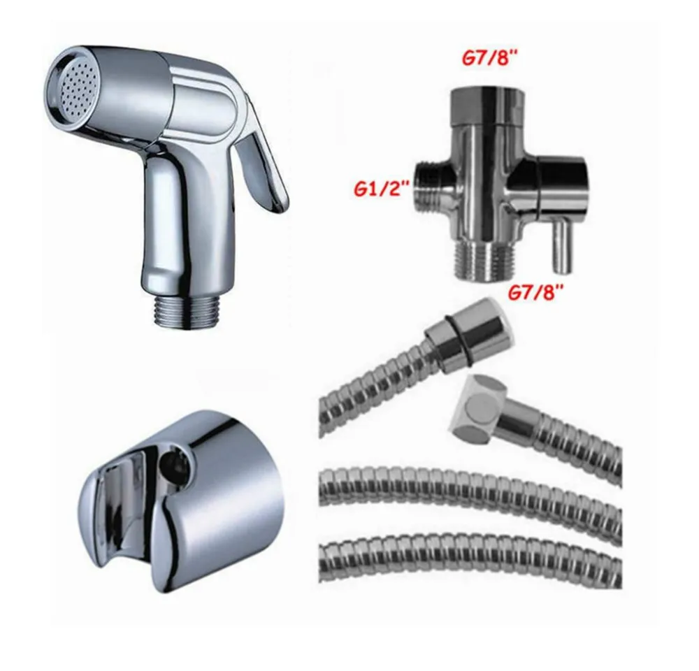 7/" Латунь Т-адаптер Ручной Биде Туалет Shattaf Комплект распылителя с держателем 1,5 м шланг комплект