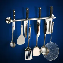 304 Stainless Steel Kitchen Wall Shelf with Hooks Multi-function Cooking Tool Holders Kitchen Knives Holder Rack Storage Holder