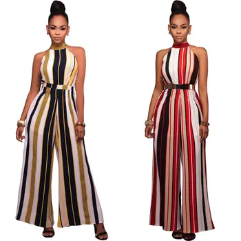 

Fashion Women Ladies Clubwear Chiffon Playsuit Bodycon Party Striped Halter Jumpsuit&Romper