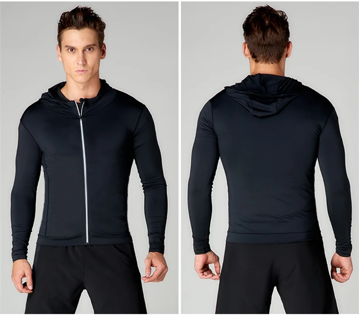 Спортивные эластичные куртки для бега, мужские светоотражающие быстросохнущие спортивные куртки для бега, приталенная Защитная куртка с капюшоном для бега для мужчин