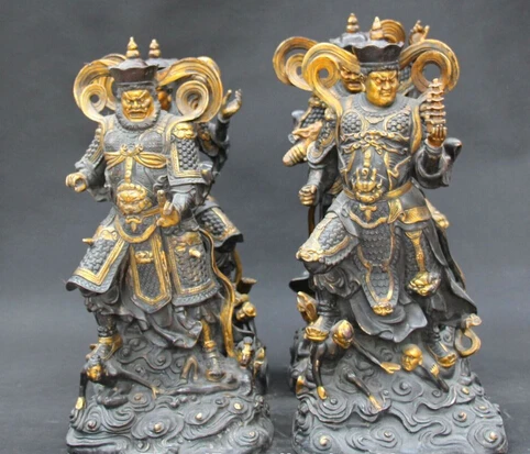 

shitou 003274 16" China Bronze Gild Mythology 4 Great Heavenly Kings immortals God Statue Set discount 30% (C0324)