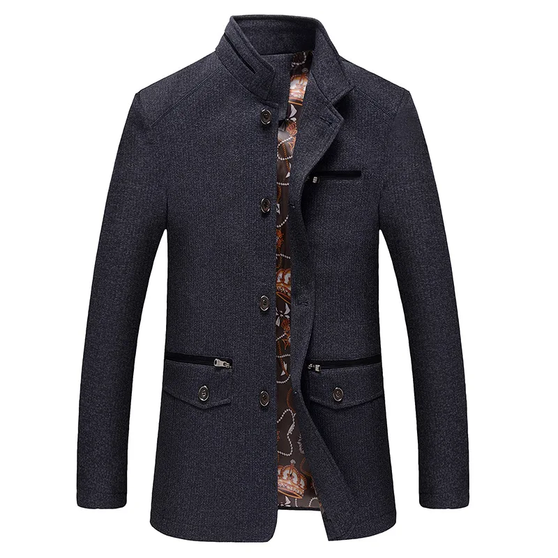 

Men's Fashion Casual Boss High collar Jacket Middle-aged Men Winter Coat Male Bomber Jacket Brand Clothing Plus size Jacket Men