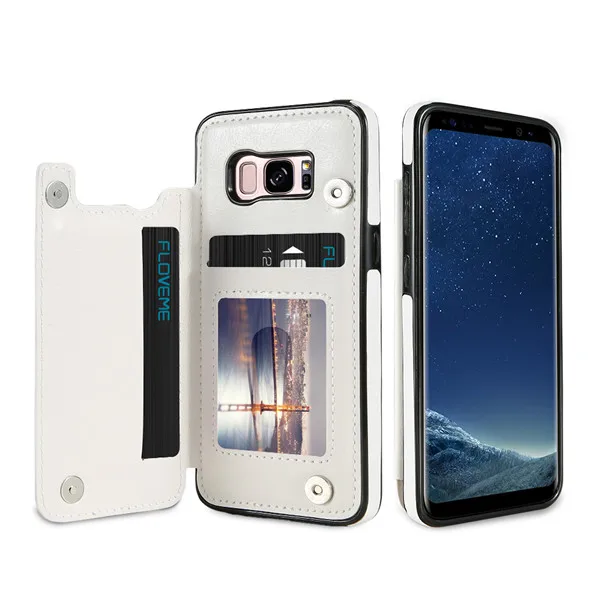 Kisscase Case Ретро Флип кожаный чехол для Samsung Galaxy S8 S9 Plus Слот для карты держатель Телефонные Чехлы для Samsung S7 S7 Edge Note 8 - Цвет: White