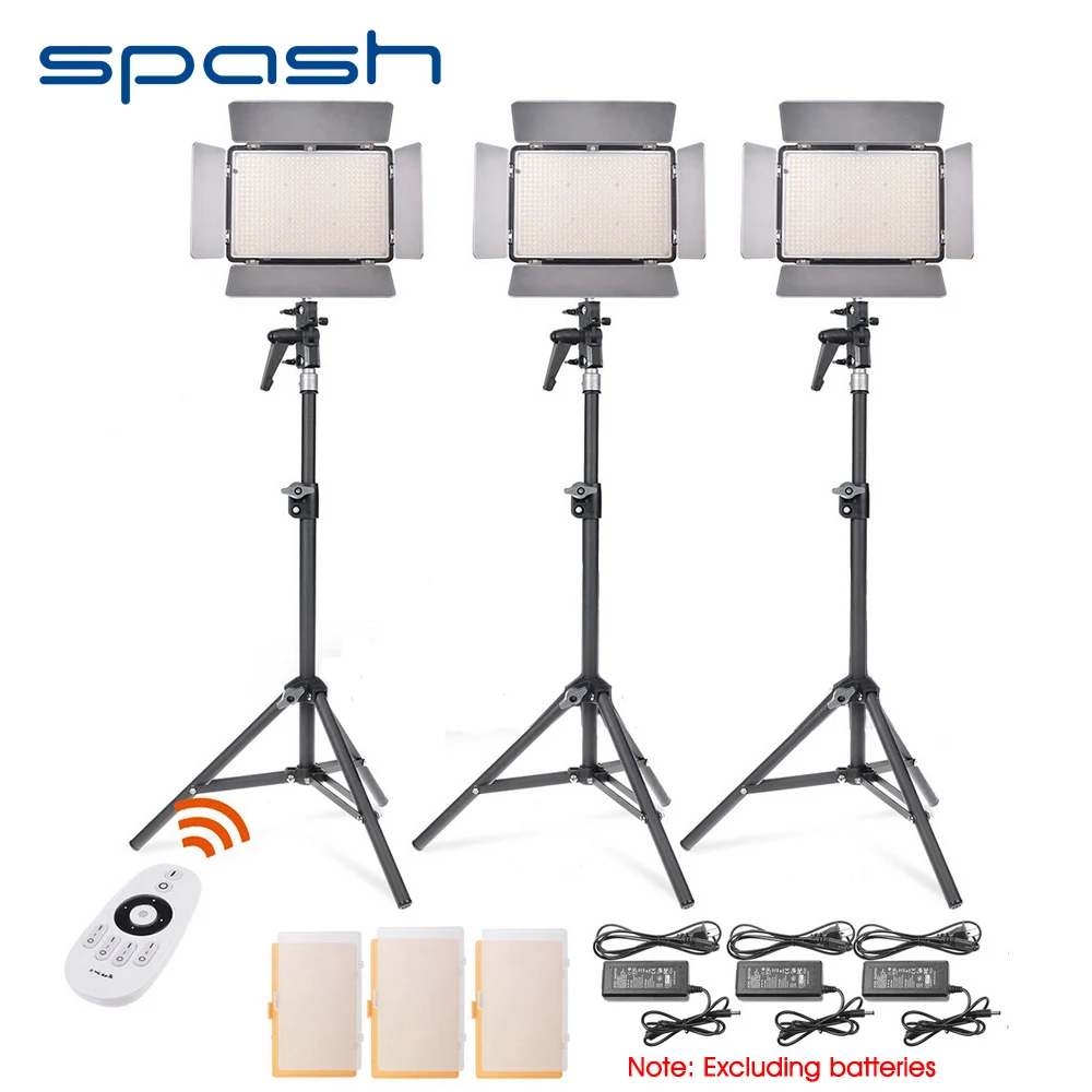 

spash TL-600S 3pcs LED Video Light Photo Camera led Studio Light Panel Lamp Photography Lighting with Tripod CRI 95 5500K