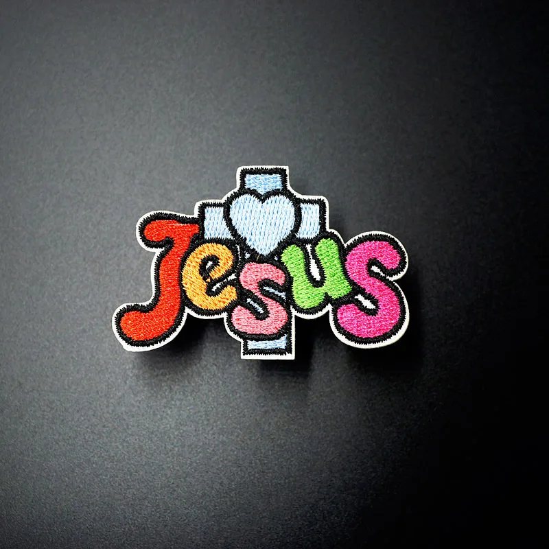 Jesus Size:4.0x6.0cm Patch Badges Embroidered Applique Sewing Iron On Clothes Garment Apparel Accessories