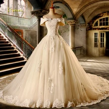 Loverxu Vestido De Noiva сексуальное свадебное платье трапециевидной формы с вырезом лодочкой винтажное свадебное платье с коротким рукавом и аппликацией из бисера размера плюс