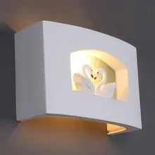 Белые экологические гипсовые Лебеди детская спальня настенный светильник детская игровая комната настенные бра коридор Прихожая крыльцо настенные светильники