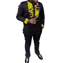 African clothing men's print set shirt with trouser patchwork Ankara pant sets customized wedding wear male formal outfits
