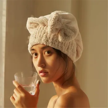 

Bow Hat 2019 New Shower Solid Color Cap Hair Soft Bath Towel Outdoor Travel microfibra sport Towel High Quality Swimming Beach