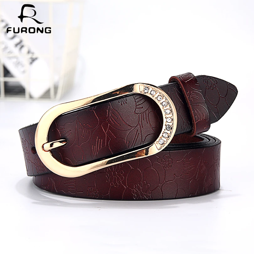 

Original Brand Belts for Women Real Cow Leather Fashion Belt Designer Women Insert Diamond Vintage Embossing Women's Belts Black