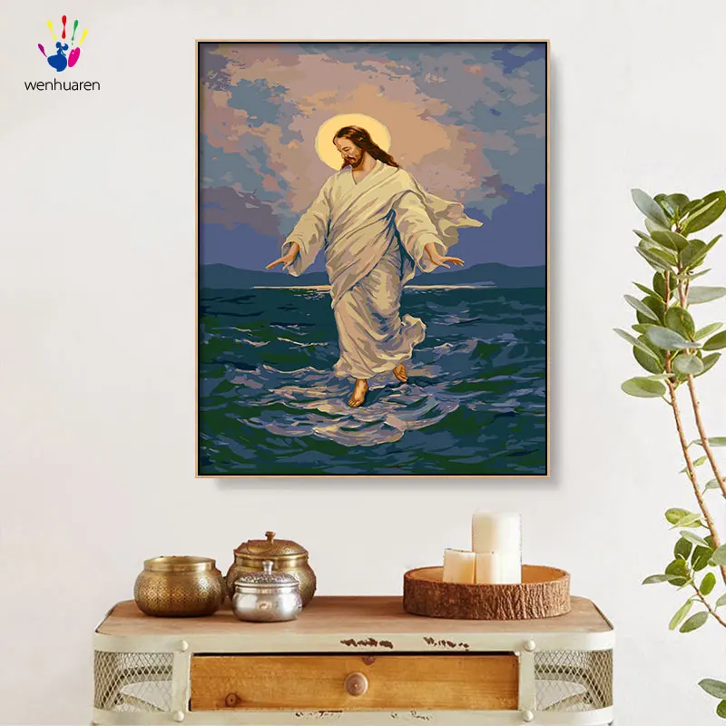 

Diy paints by numbers picture painting by numbers with kits Jesus and the Virgin Mary Christianity Decorative hanging painting