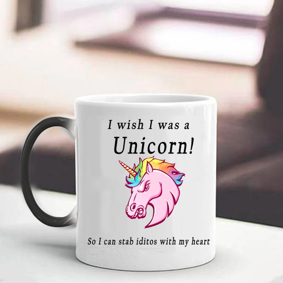 Кофейная кружка с единорогом 350 мл i wise was a unicorn меняющая цвет керамическая для