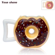 Hot Creative Ceramic Cup Cartoon Donuts Coffee Mugs Bread Cookies Milk Cups Lovely Ceramics Mug Couple