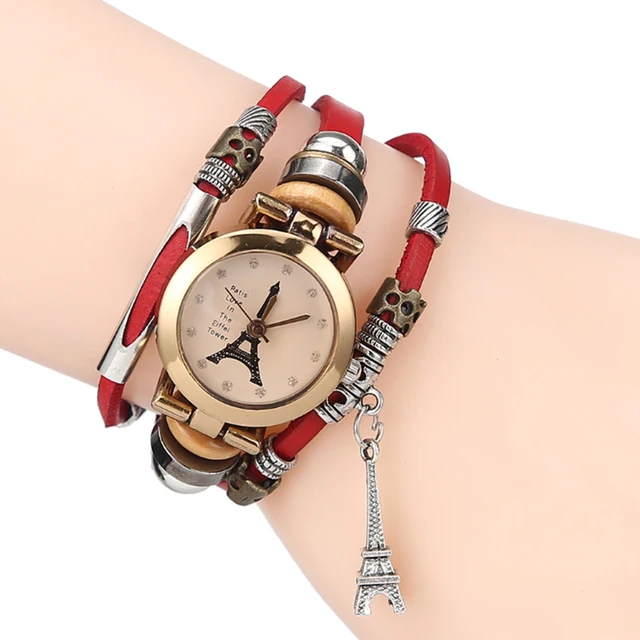 Vintage leather Bracelet Watch Eiffel Tower Watches Casual Women Crystal Tower P Vintage leather Bracelet Watch Eiffel Tower Watches Casual Women Crystal Tower P