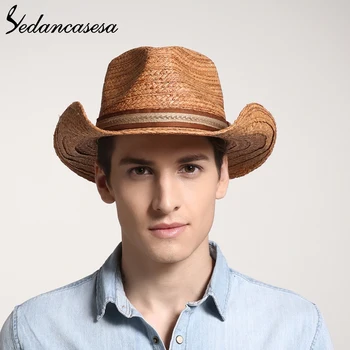 

UV protection summer sun hats for man women handmade raffia straw trilby cap beach holiday cool WGB0500005