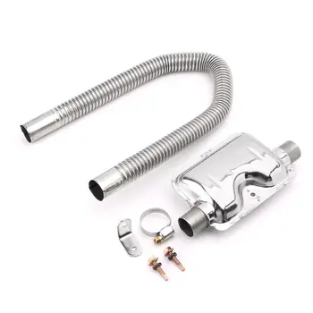

60cm Stainless Steel Exhaust Pipe & Muffler Kit Gas Venting Hose Silencer For Car Air Diesels Heater Silver