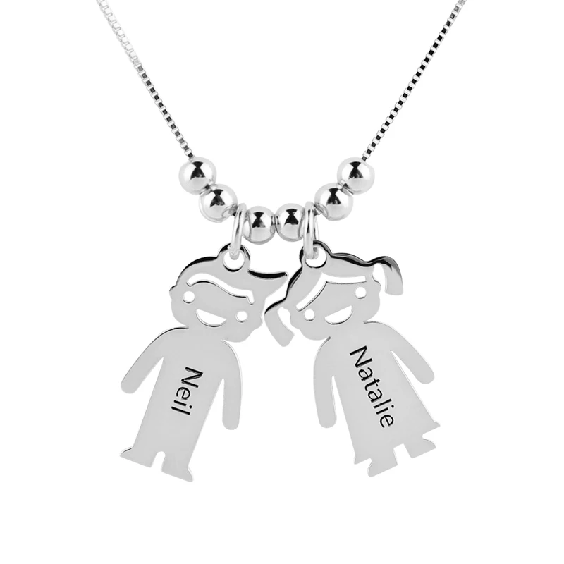 

Customized Baby Boy Girl Pendant Necklace 925 sliver Engraved Name Date Beads Charm Chain For Child Birthday Family Gifts#SS40