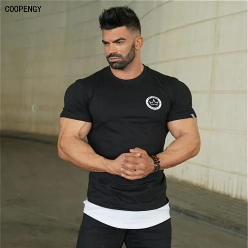 

2017 new stadium nasium Crossfit building summer shirt color shirt O - cuello solid short-sleeved shirt brand fashion 15