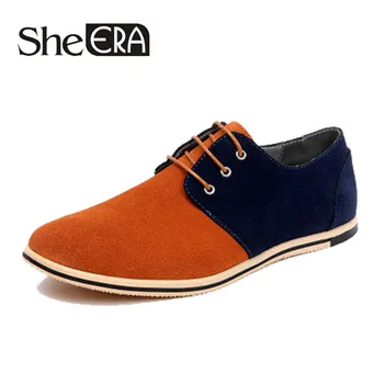 

2018 Fashion Men Casual Shoes New Spring Men Flats Lace up Male Suede Oxfords Men Genuine Leather Shoes zapatillas hombre