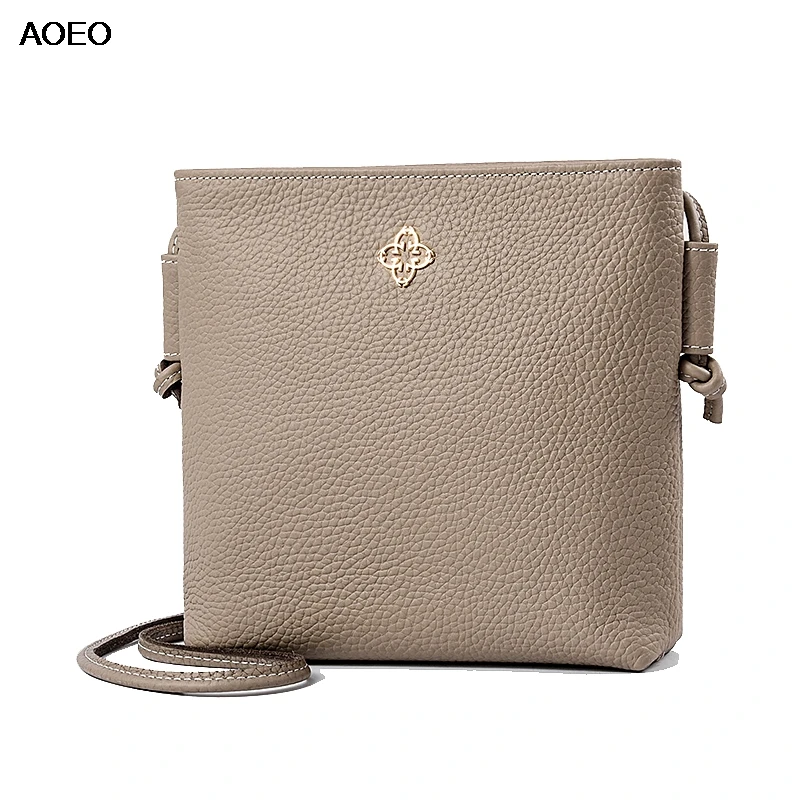 AOEO جديد أنيقة حقيبة كتف المرأة حقيقية جاكيت جلدي جودة فتاة البسيطة Crossbody حقيبة الأسود الوردي السيدات صغيرة حقيبة ساعي