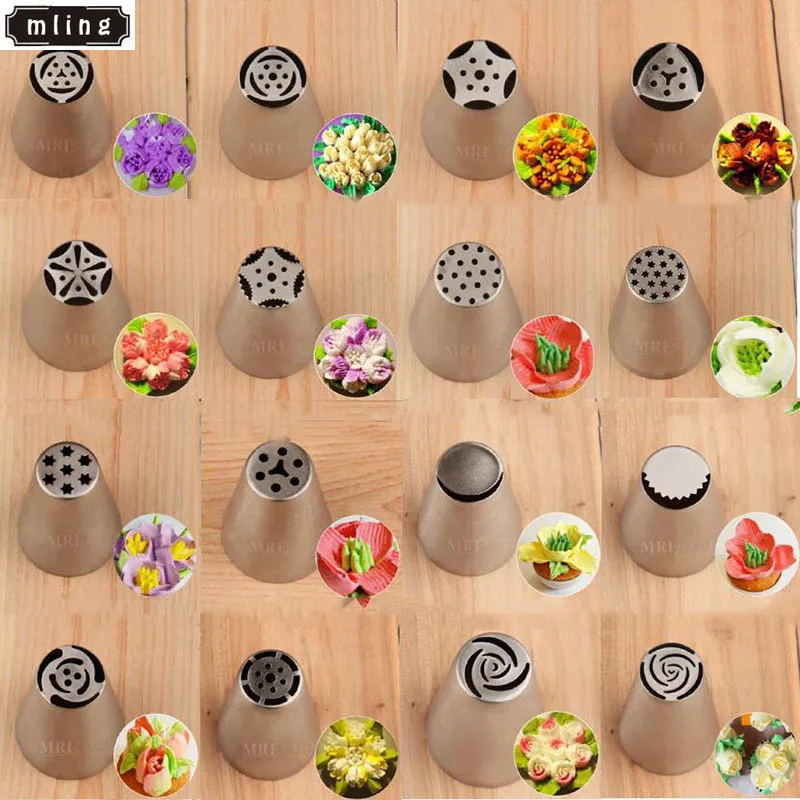 

mling 1PC Stainless Steel Russian Tulip Icing Piping Nozzles Flower Cream Pastry Tips Nozzles Silicone Bag Kitchen Accessories