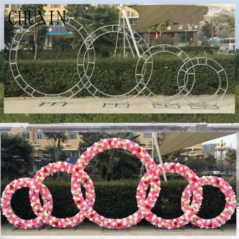 

1.2/1.5/2/2.4M Wedding Artificial flower decor Iron ring arch shelf Hotel welcome background decor Large event scene layout arch