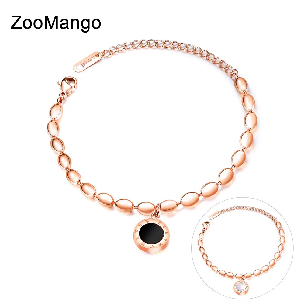 AENIN римские цифры нержавеющая сталь для женщин's браслеты для интимные аксессуары бусины цепи Шарм черный акриловые украшения ZOGS906