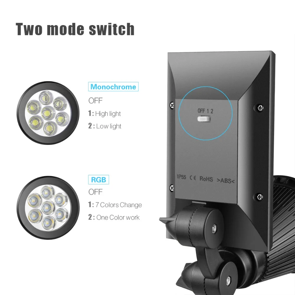 Солнечный Прожектор лужайка прожектор открытый сад 4/7 LED Регулируемый 7 цветов в 1